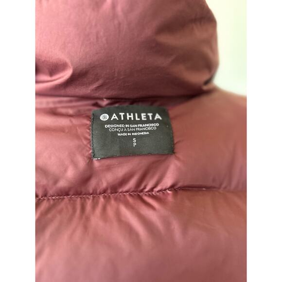 Athleta Downtown Burgundy Red Down Filled Zip Up Puffer Jacket - Picture 8 of 11